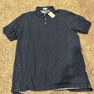 Peter Millar Dark Blue Patterned Polo Shirt